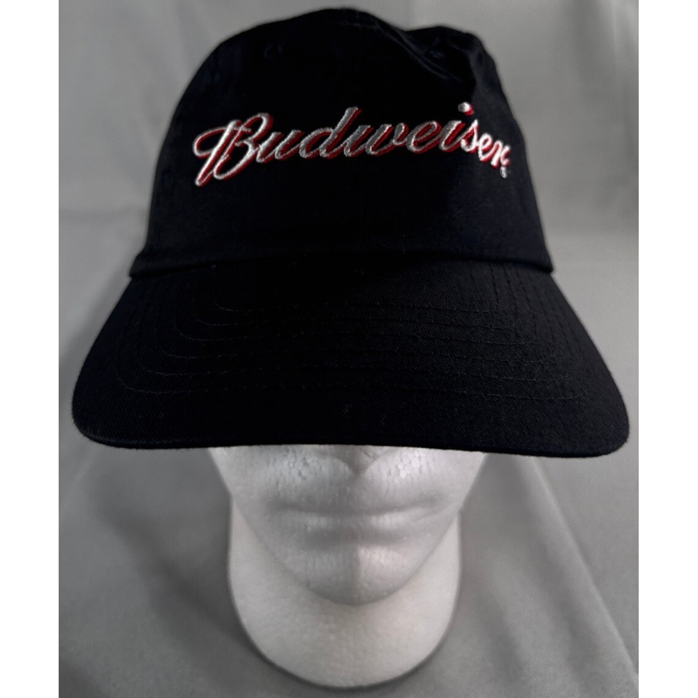 Budweiser Beer Hat Black‎ Snapback Cap Adjustable OSFA Logo Embroidered Script